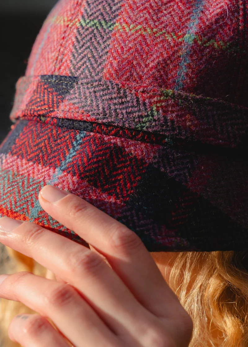 Irish Ladies Tweed Hat | Pink & Navy Plaid