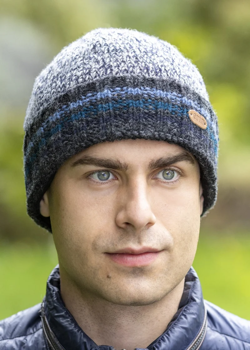 Erin Rib Turnup Hat | Marled Blue