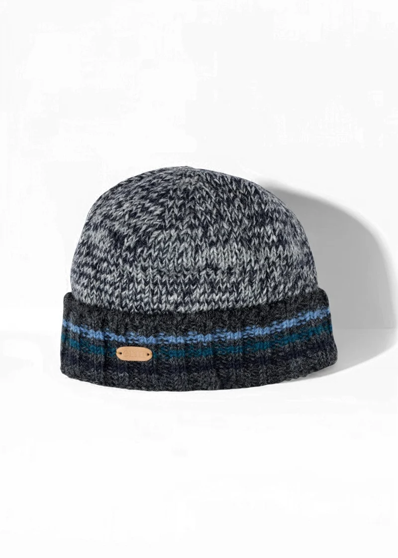 Erin Rib Turnup Hat | Marled Blue