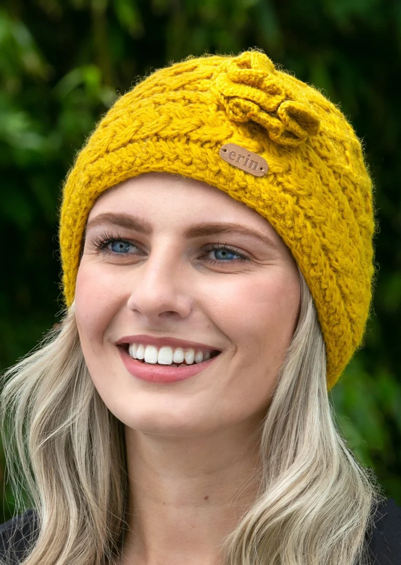 Erin Aran Trellis Flower Hat | Yellow