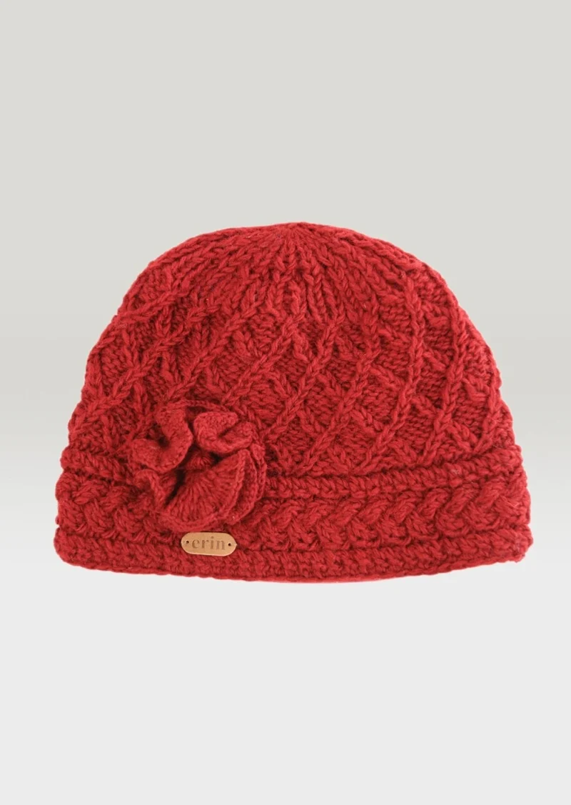 Erin Aran Trellis Flower Hat | Red