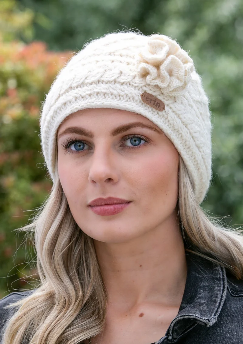 Erin Aran Trellis Flower Hat | Natural