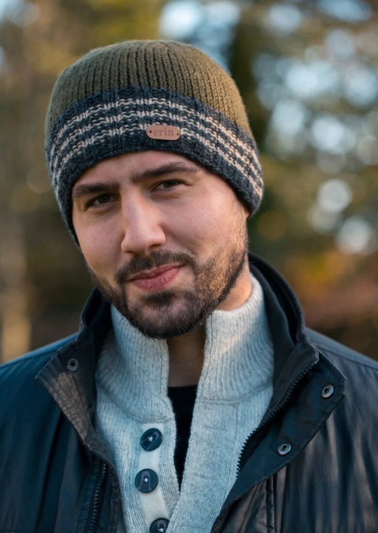Erin Men's Rib Pullon Hat | Charcoal Green