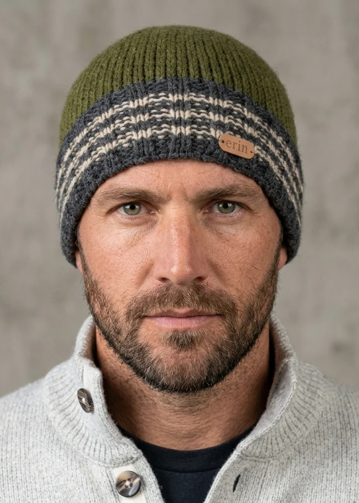 Erin Men's Rib Pullon Hat | Charcoal Green