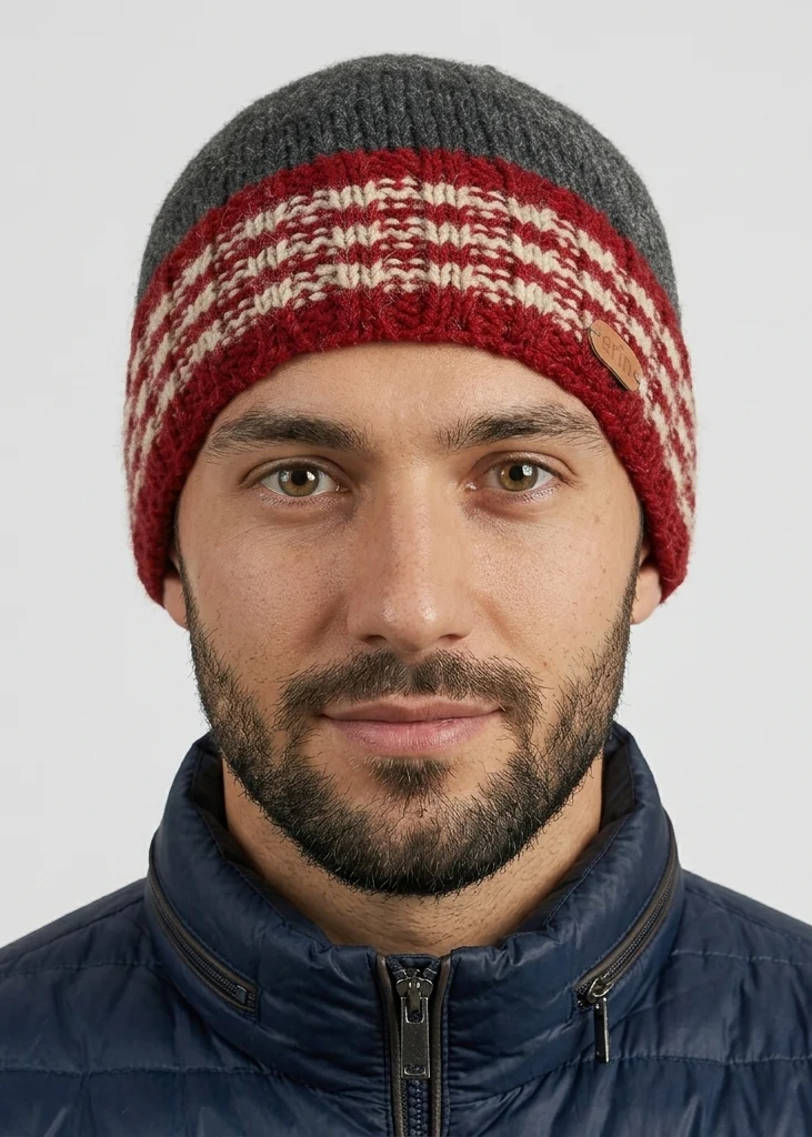 Erin Men's Rib Pullon Hat | Charcoal Red