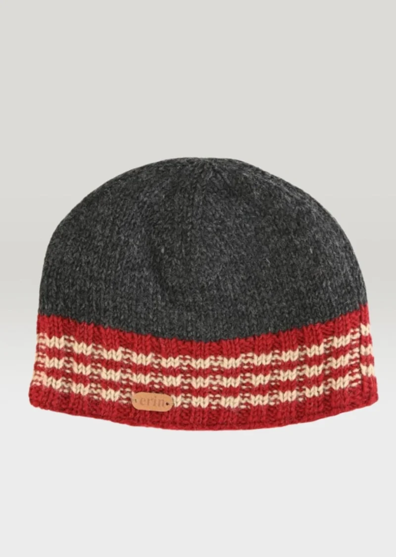 Erin Men's Rib Pullon Hat | Charcoal Red