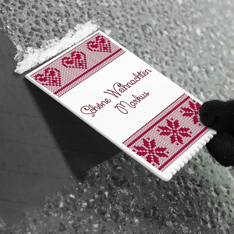 Eiskratzer mit Strickmotiv und Wunschtext