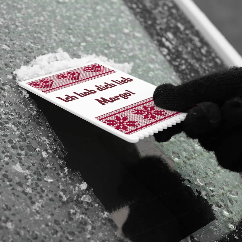 Eiskratzer mit Strickmotiv und Wunschtext