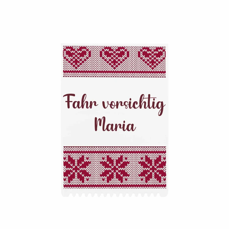 Eiskratzer mit Strickmotiv und Wunschtext
