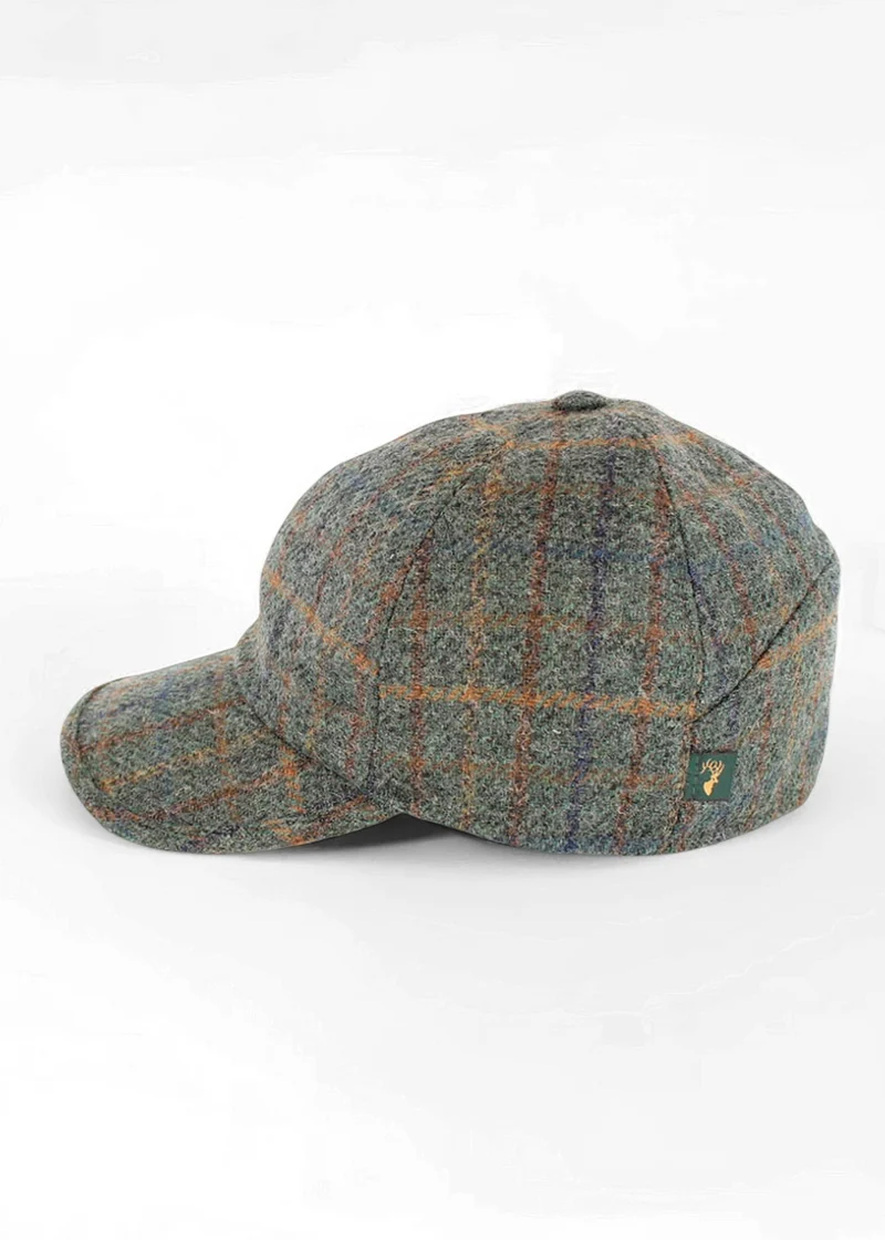 Mucros Tweed Baseball Cap | Premium Wool Green Plaid
