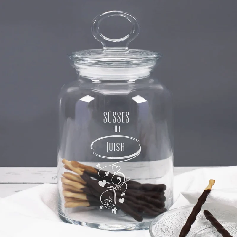 Süßes für... gravierte Glasdose mit Name
