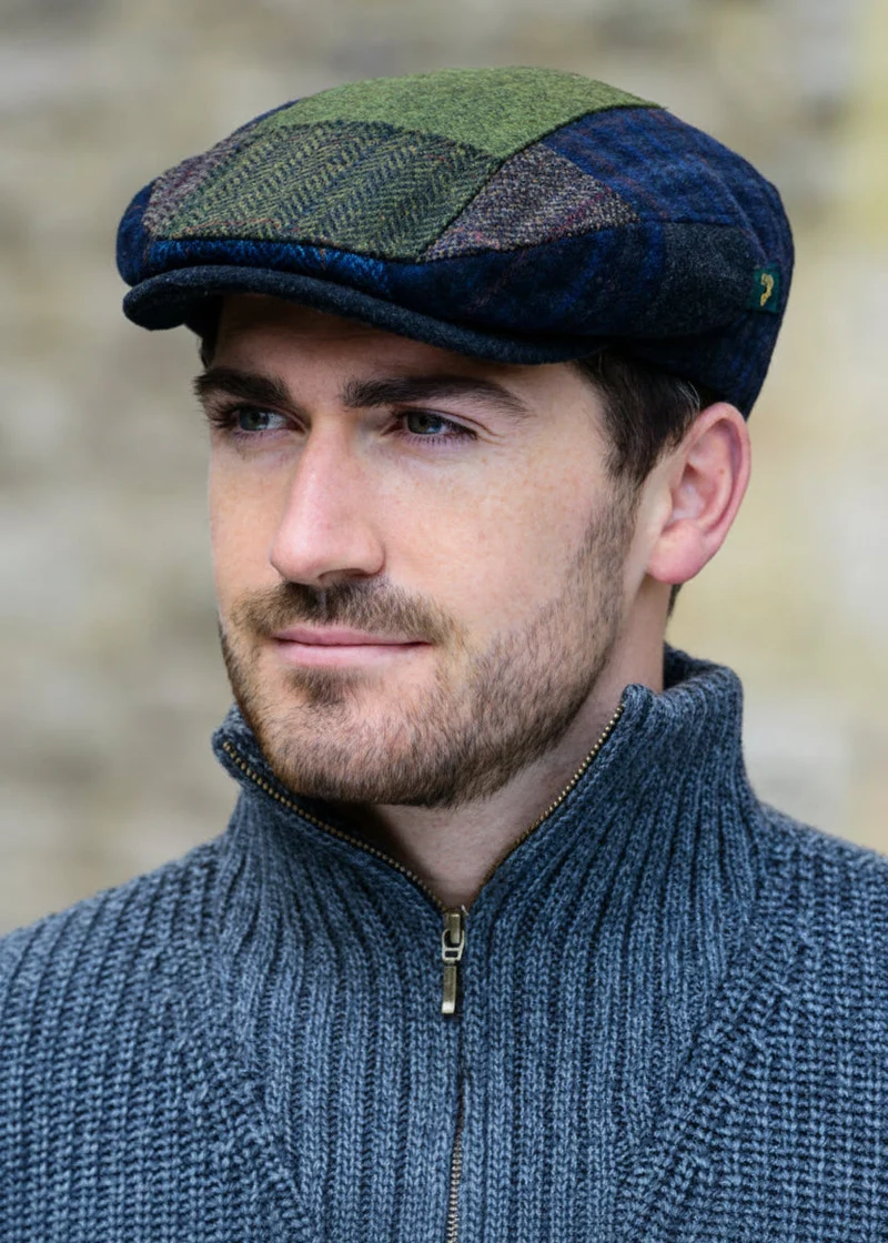 Mucros Trinity Cap | Patch O - Handwoven Wool Flat Cap