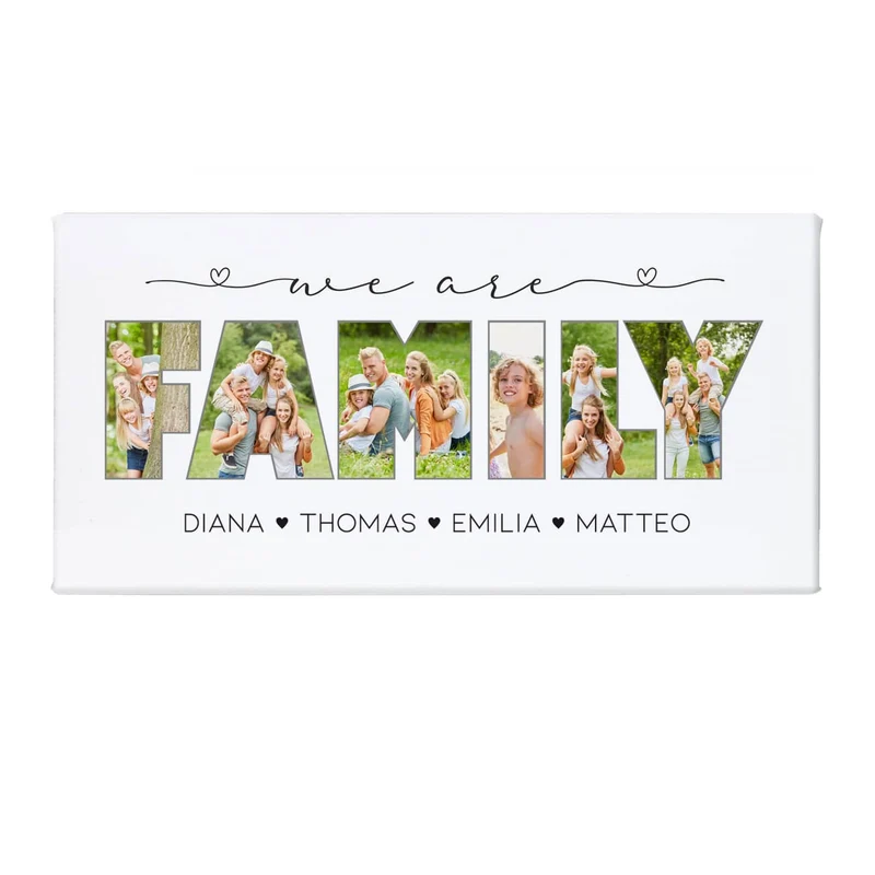 Fotoleinwand - we are family - mit Wunschtext, 40x20 cm