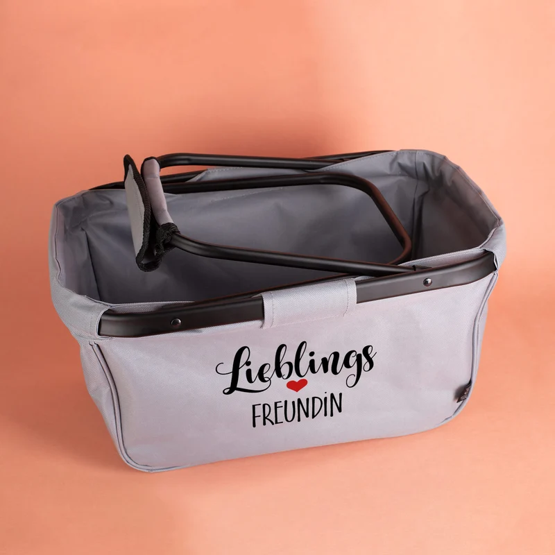 Einkaufskorb mit Lieblings-Motiv und Ihrem Wunschtext bedruckt