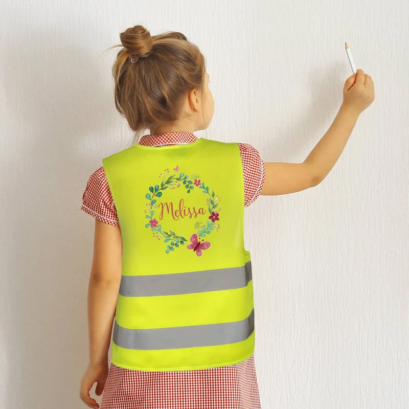 Kinderwarnweste mit Blumenmotiv zur Einschulung