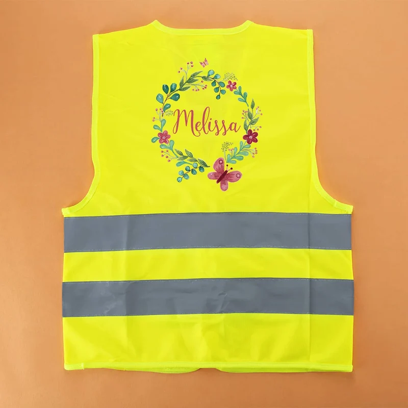 Kinderwarnweste mit Blumenmotiv zur Einschulung