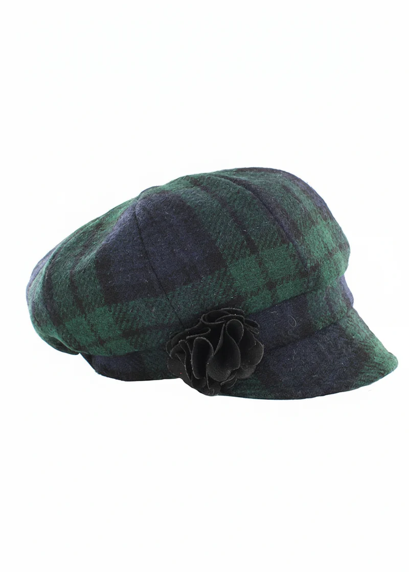 Mucros Newsboy Cap | Navy Green Mix Tweed