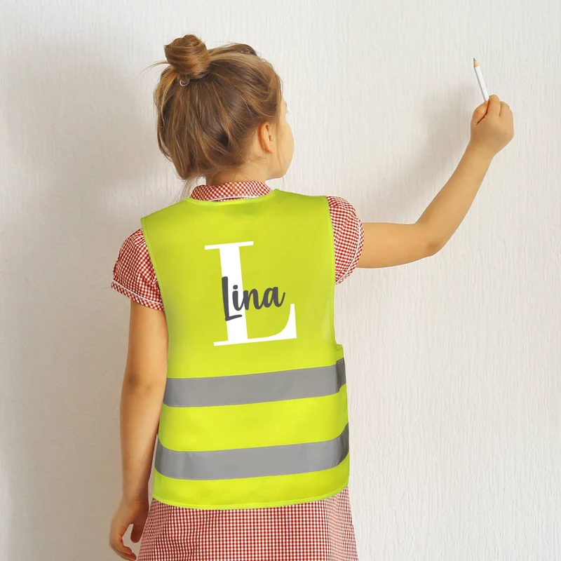 Kinderwarnweste - mit Name und Initiale bedruckt