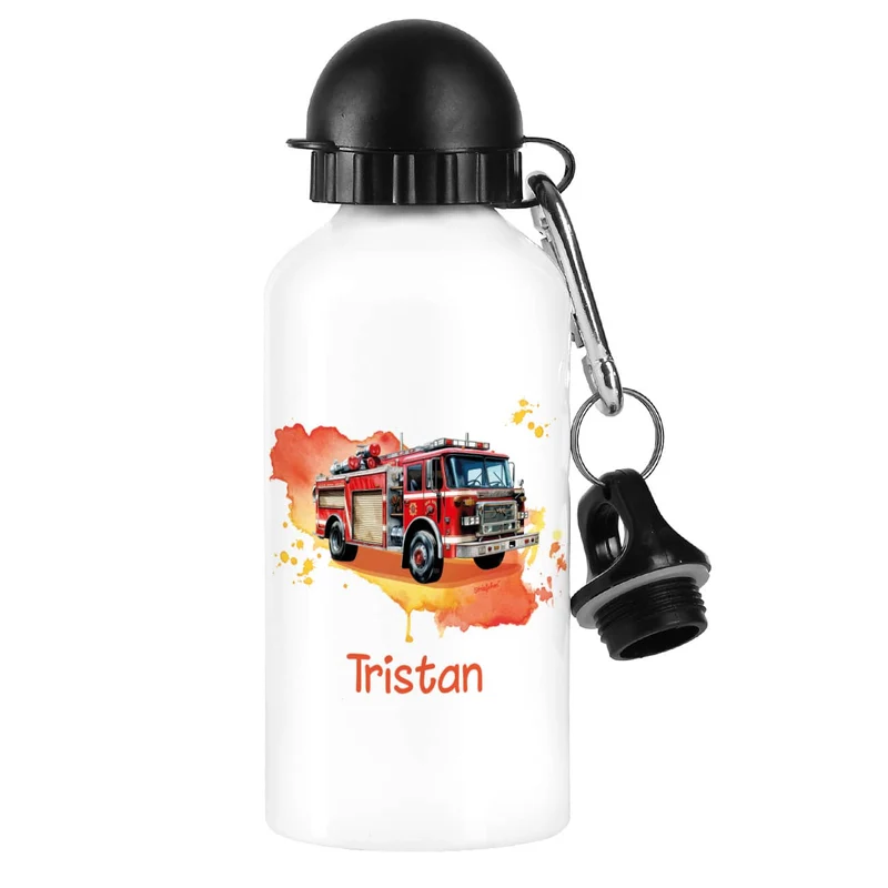 Aluminium-Trinkflasche mit Feuerwehr-Motiv und Name