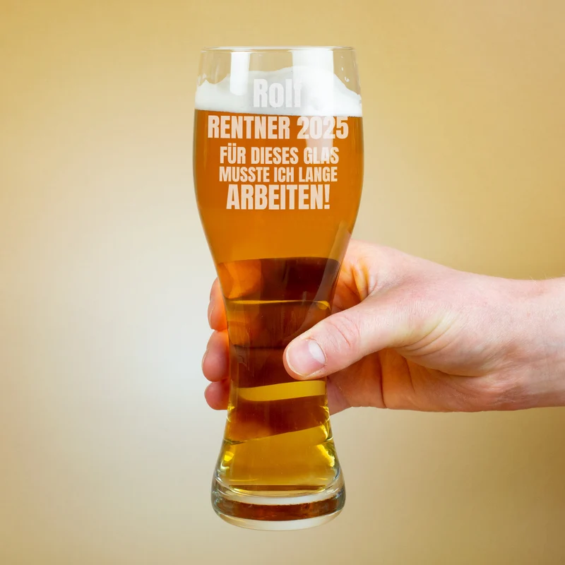 Für dieses Glas musste ich lange arbeiten! - Weizenglas als Geschenk für Rentner in 2 Größen