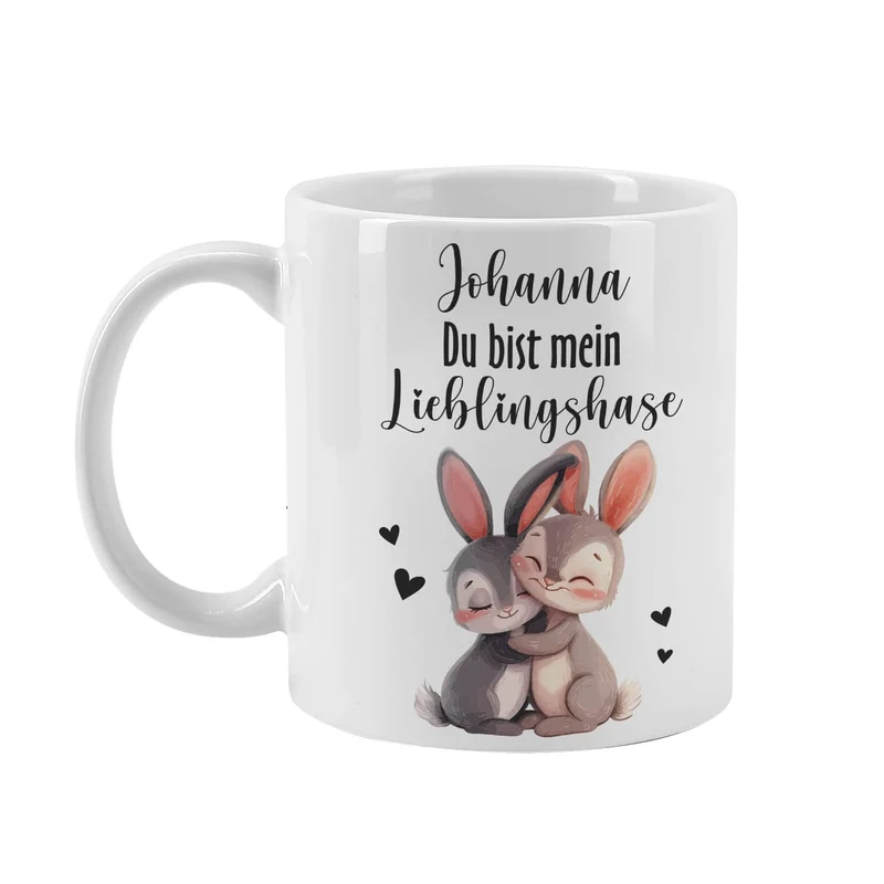 Du bist mein Lieblingshase - Tasse mit Namensaufdruck als Geschenk zu Ostern