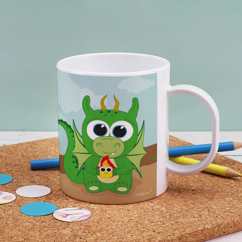 Niedliche Drachentasse mit Wunschname | Tasse als Geschenk für Kinder