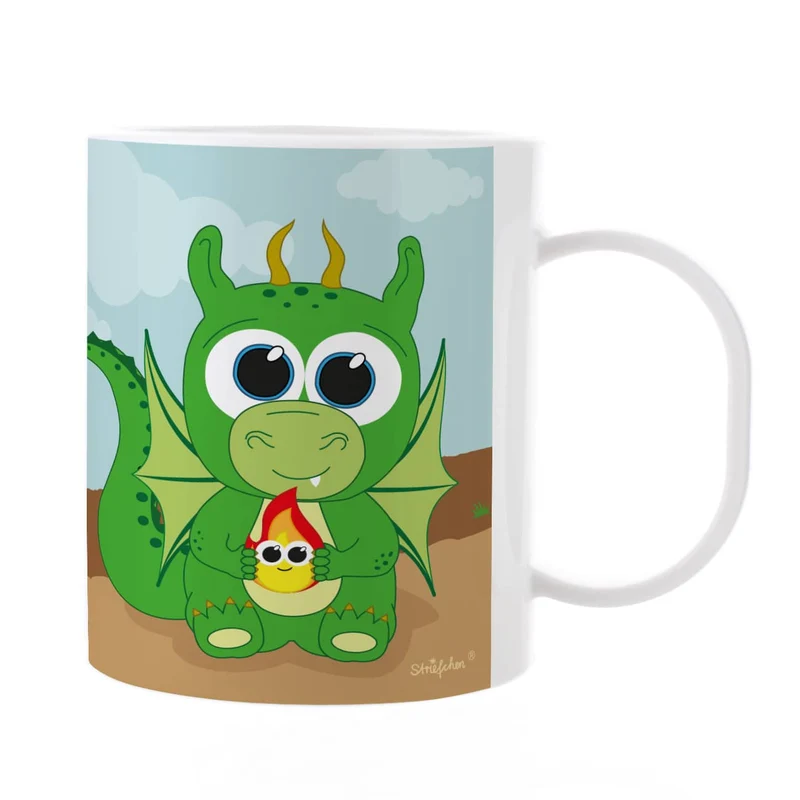 Niedliche Drachentasse mit Wunschname | Tasse als Geschenk für Kinder
