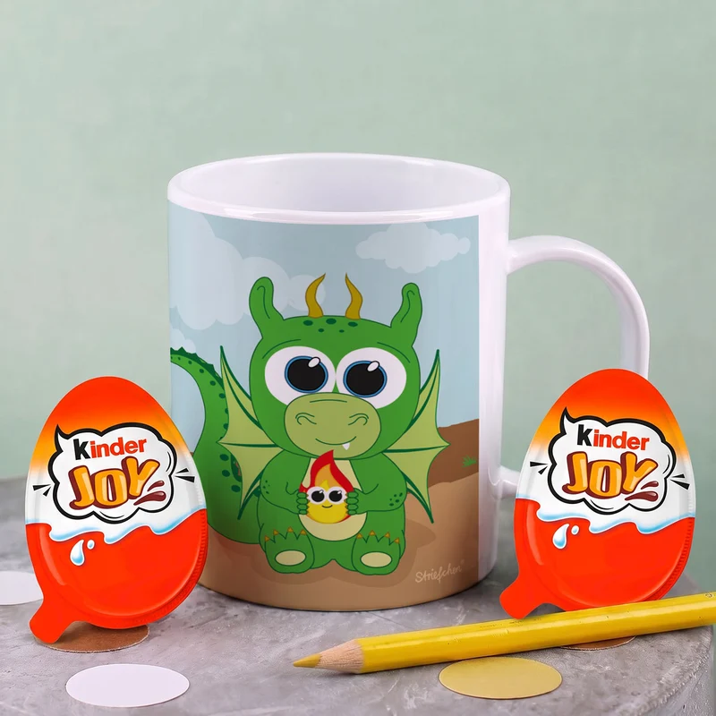 Niedliche Drachentasse mit Wunschname | Tasse als Geschenk für Kinder