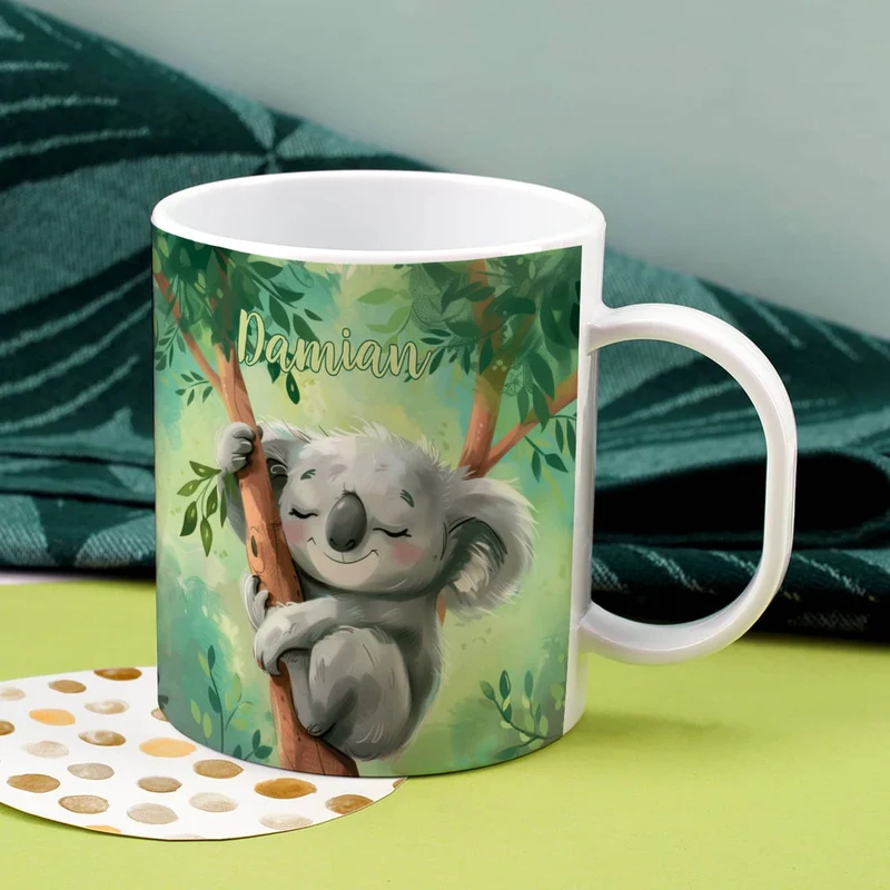 Koala Tasse aus Kunststoff mit Namensaufdruck