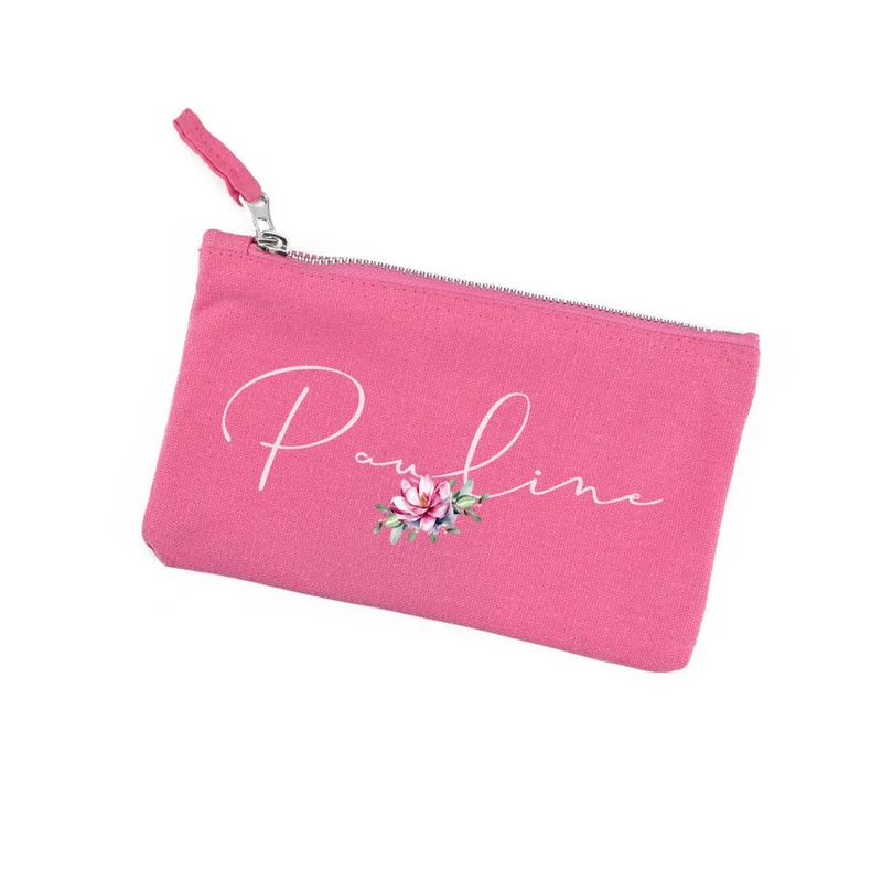 Beautycase mit Magnolienblüte und Name