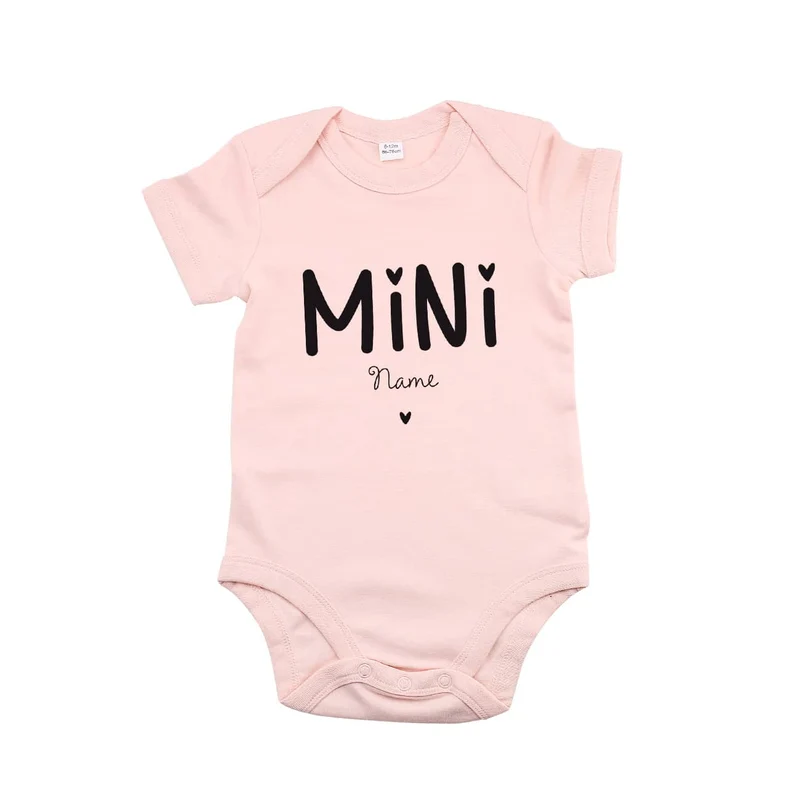 Babybody in rosa mit Name für MINI - Mädchen