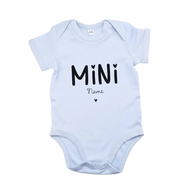 Babybody in hellblau mit Name für MINI - Jungen