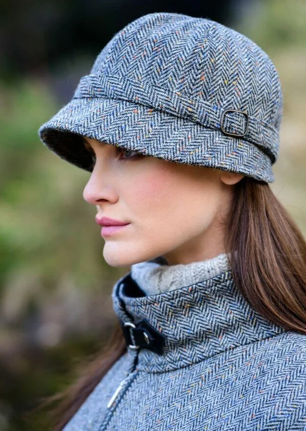 Mucros Grey Herringbone Flapper Hat