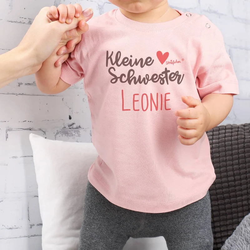 Baby Shirt Kleine Schwester / Kleiner Bruder mit Namensaufdruck