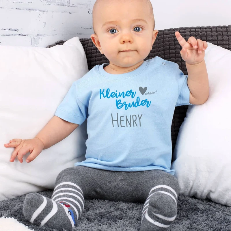 Baby Shirt Kleine Schwester / Kleiner Bruder mit Namensaufdruck