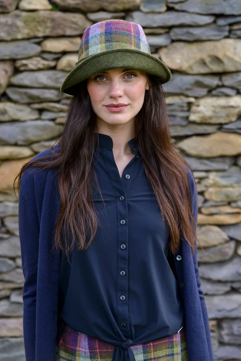 Mucros Women's Clodagh Hat | Green Purple Check