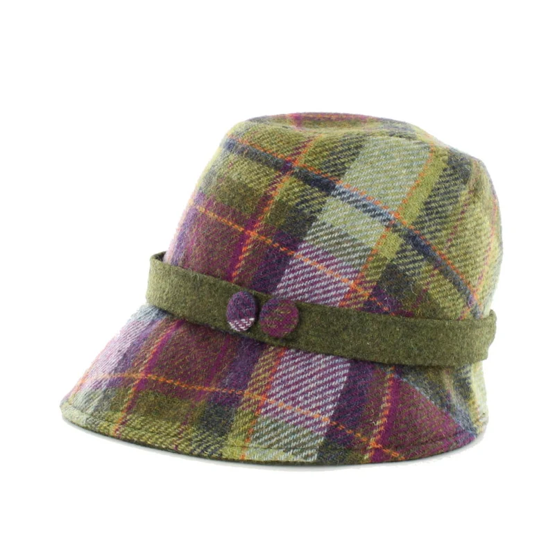 Mucros Women's Clodagh Hat | Green Purple Check