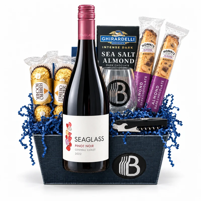 Seaglass Pinot Noir Wine Gift Basket | The BroBasket