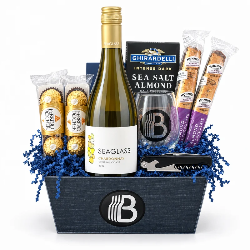 Seaglass Chardonnay Wine Gift Basket | The BroBasket