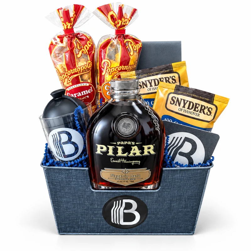 Papa's Pilar Dark Rum Gift Basket for Him | The BroBasket