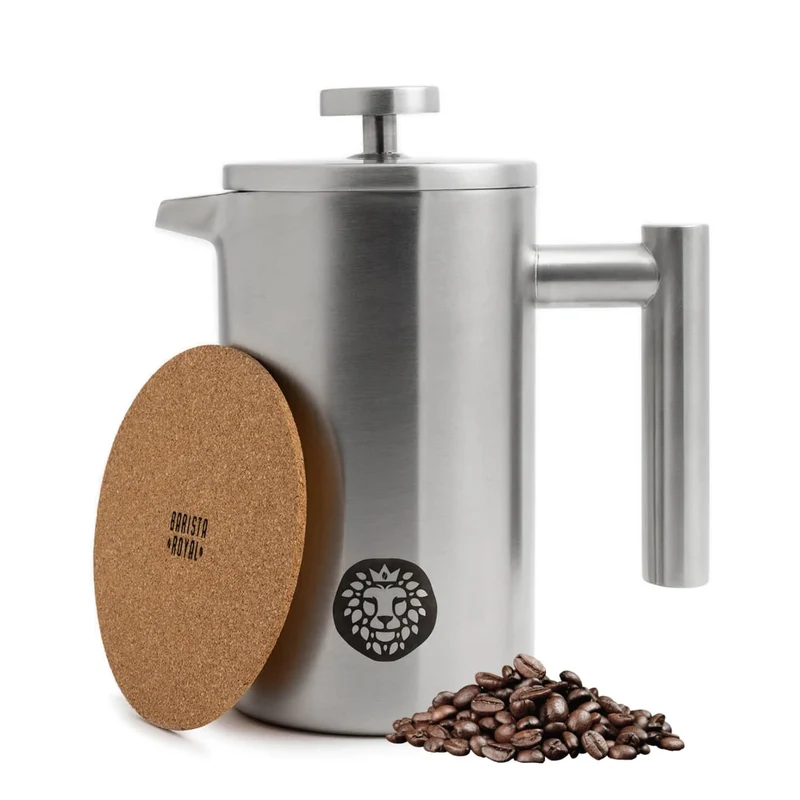 Premium French Press aus rostfreiem Edelstahl inkl. Untersetzer & Ersatzfilter