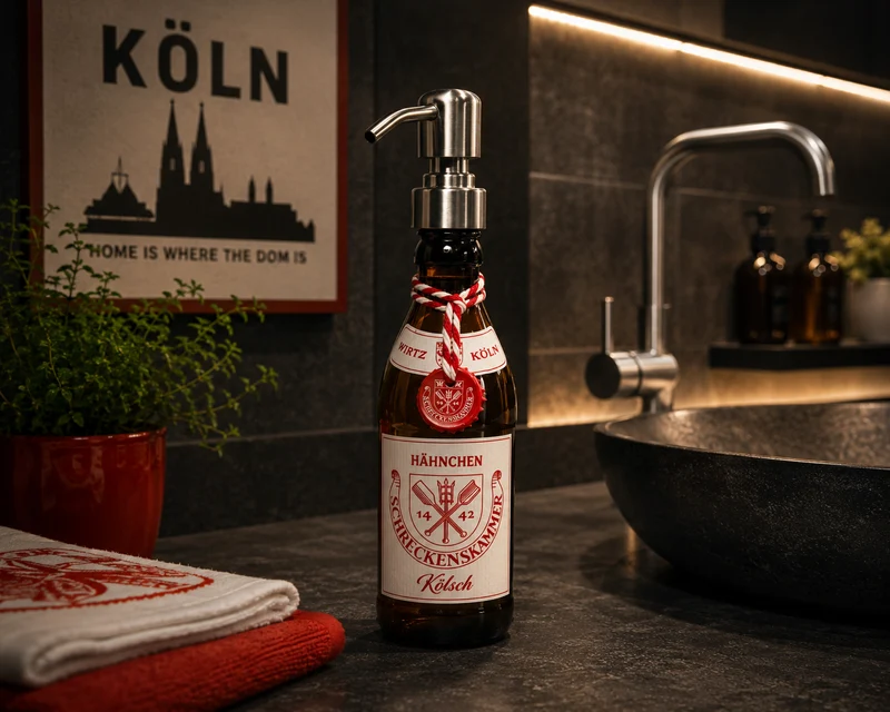 Kölsch-Lampe Kölsche Funzel - Handgemachte Tischlampe aus Bierflasche - Upcycling Deko-Leuchte - Perfektes Geschenk für Bier- und Köln-Fan