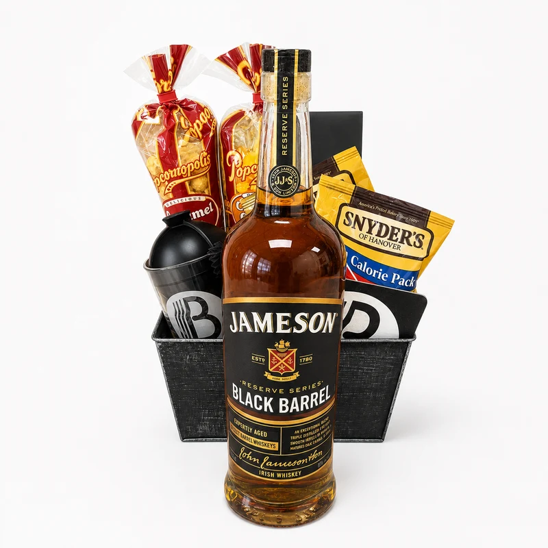 Jameson Black Barrel Reserve Whiskey Bourbon Gift Basket | The BroBasket
