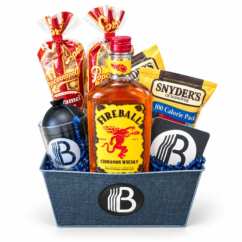 Fireball Cinnamon Whiskey Gift Basket for Him | The BroBasket