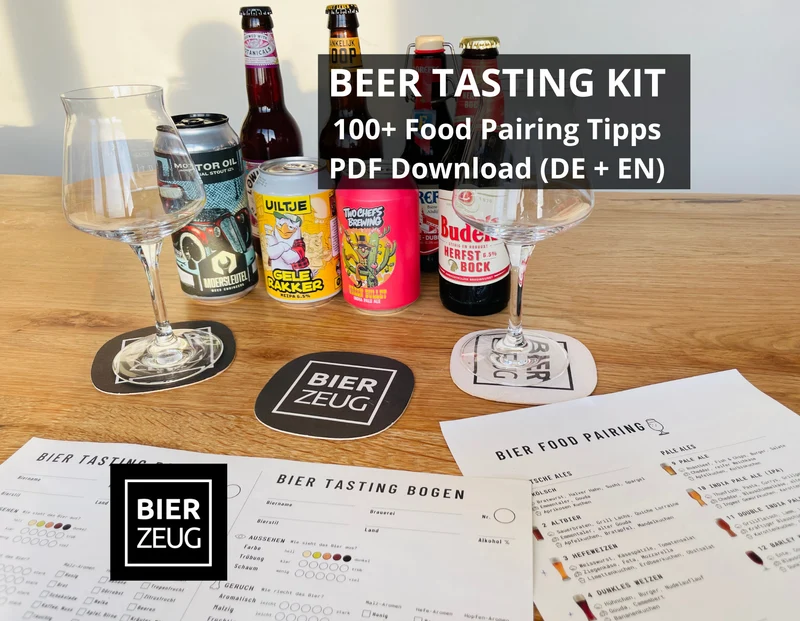 Bierbewertungsbogen (DE+EN) | 100+ Food-Pairing-Tipps zu 32 Bier-Stilen | Bier-Tasting für alle Biersorten | Download als PDF