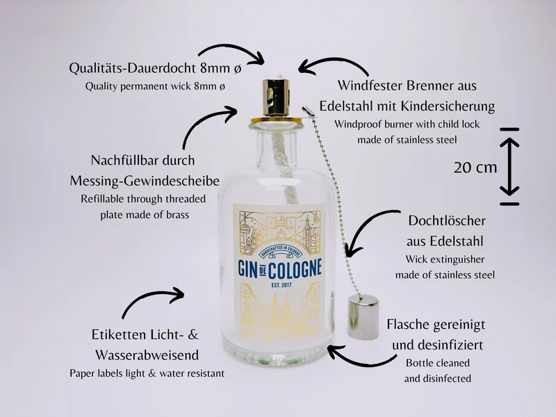 Gin Öllampe “Gin de Cologne“ | Handgemachte Öllampe aus Gin de Cologne Flaschen | Upcycling | Handgefertigt | Individuell | Geschenk | Deko