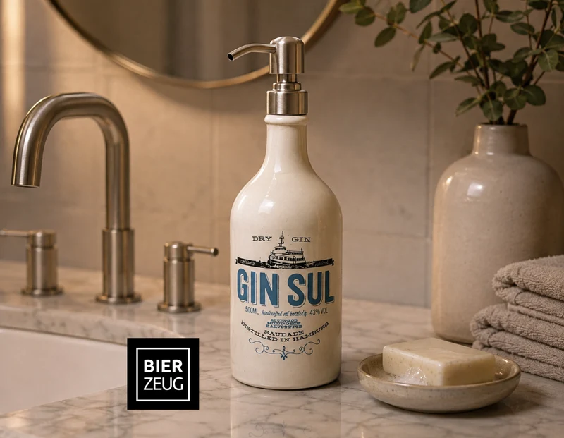 Gin Sul Seifenspender “Sul Spender” | Upcycling Pumpspender aus Gin Sul Flasche | Nachfüllbar | Deko Bad Geschenk Hamburg | 500ml - H:27cm
