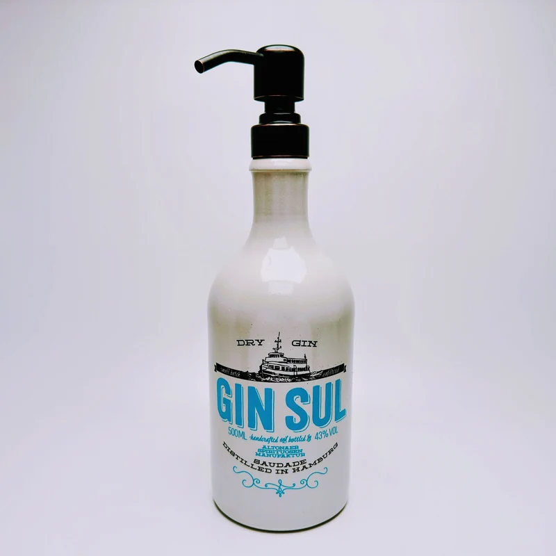 Gin Sul Seifenspender “Sul Spender” | Upcycling Pumpspender aus Gin Sul Flasche | Nachfüllbar | Deko Bad Geschenk Hamburg | 500ml - H:27cm