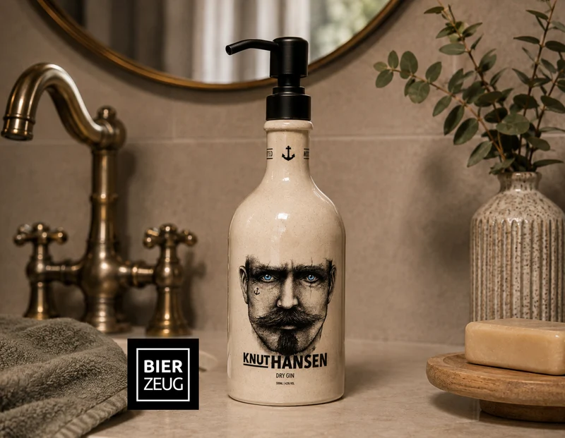 Gin-Seifenspender “Knut“ | Upcycling Pumpspender aus Original Knut Hansen Gin-Flasche | Nachfüllbar mit Seife | Bad-Deko | Geschenk Hamburg