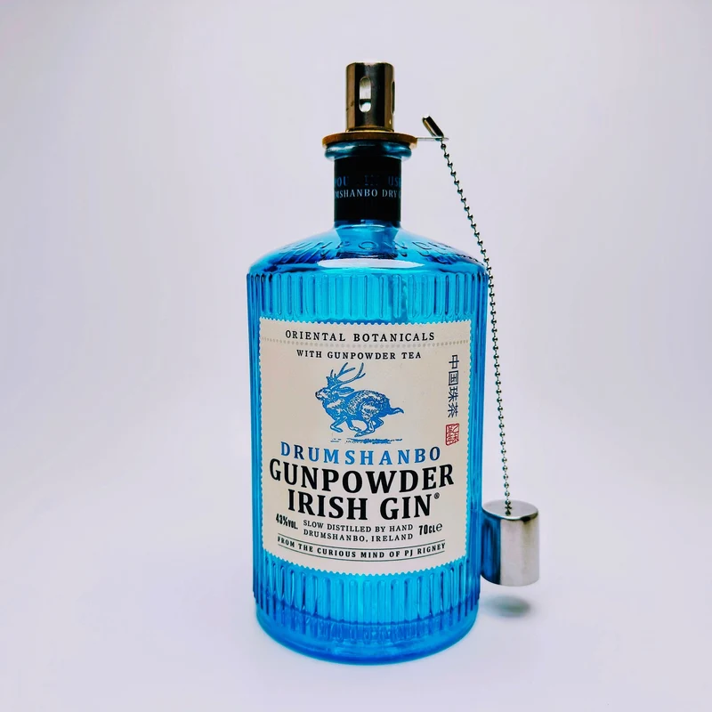 Gin Öllampe “Gunpowder“ | Handgemachte Öllampe aus Gunpowder Gin Flaschen | Upcycling | Handgefertigt | Individuell | Geschenk | Deko | H:20